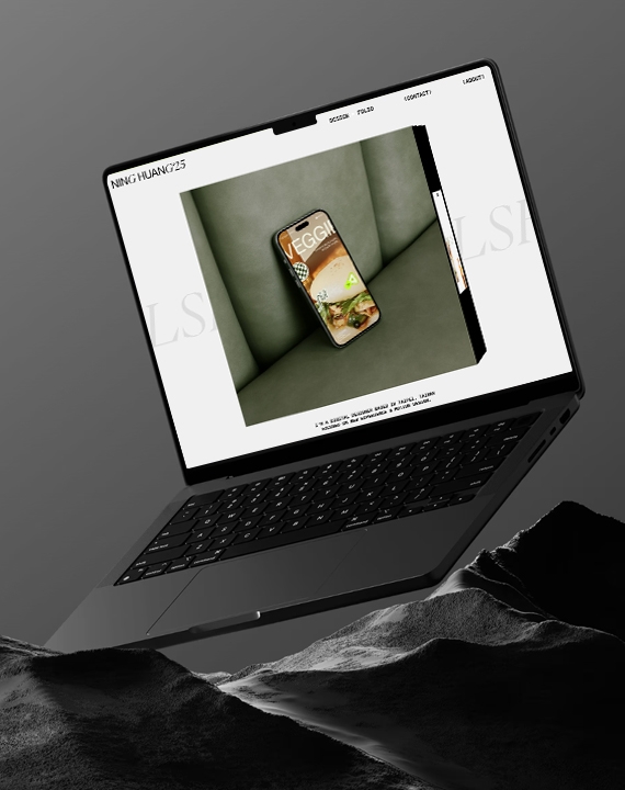 Laptop mockup showing a food app portfolio